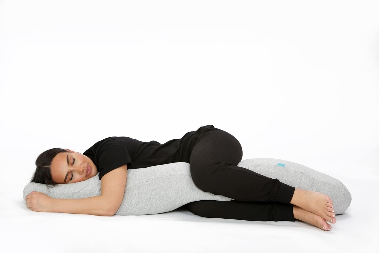 Orthopedic Body Sleep Pillow and Cover Hollowfiber Filling for Maternity Pregnancy Nursing Side Sleeper Support Includes Free Grey Cover