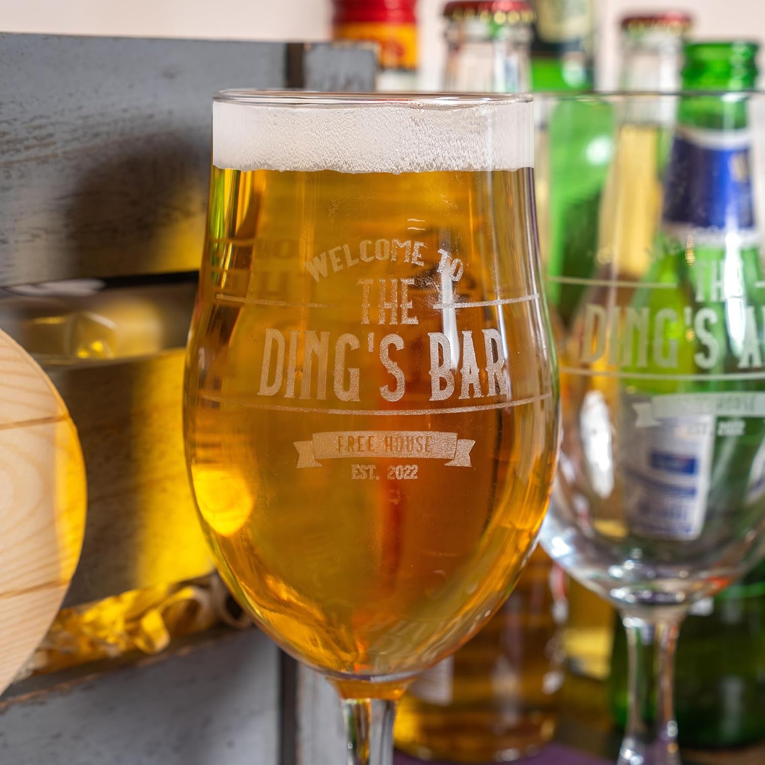 Personalised Bar Accessories for Home Pub - Bar Gift Set Custom Made Optics for Your Dads Home Bar | Choose from Bar Runners, Bottle Openers, Beer Mat Gifts