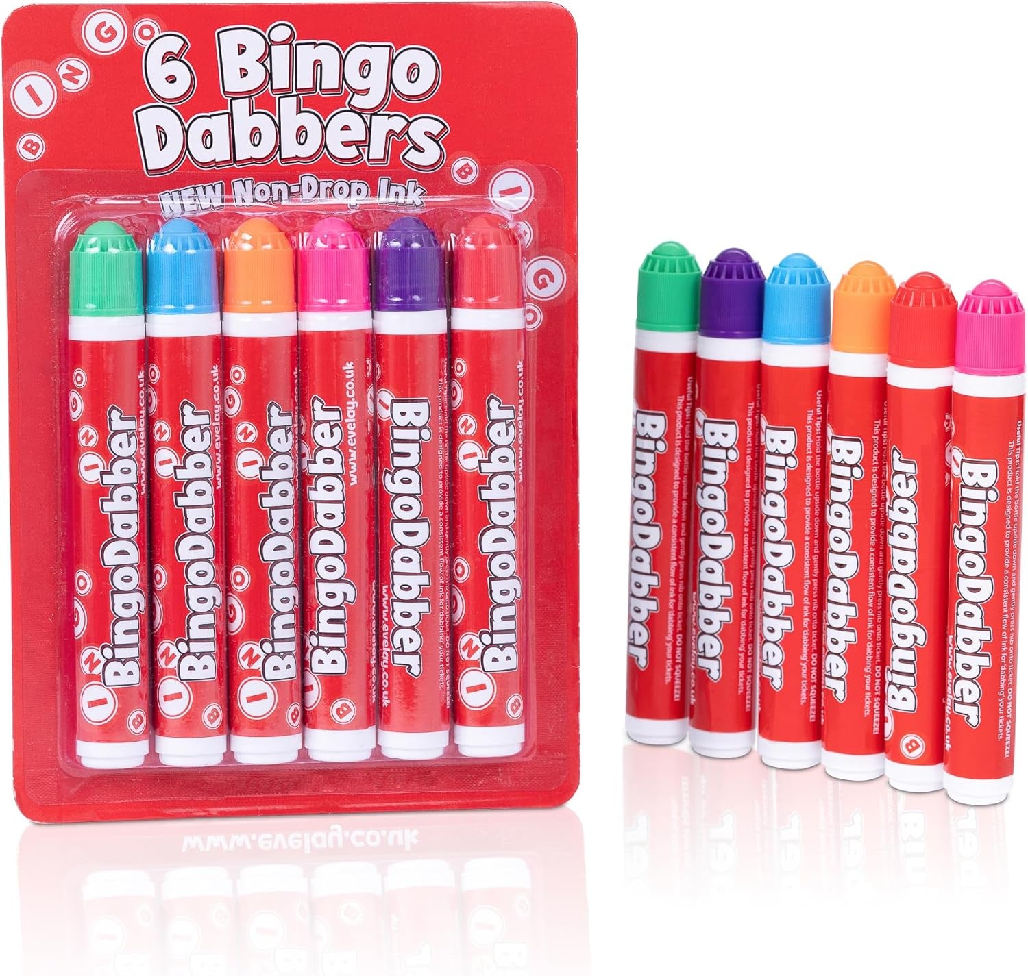Bingo Dabbers Markers Mixed Colours Pens for Bingo Tickets Games - Pack of 6