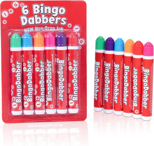 Bingo Dabbers Markers Mixed Colours Pens for Bingo Tickets Games - Pack of 6