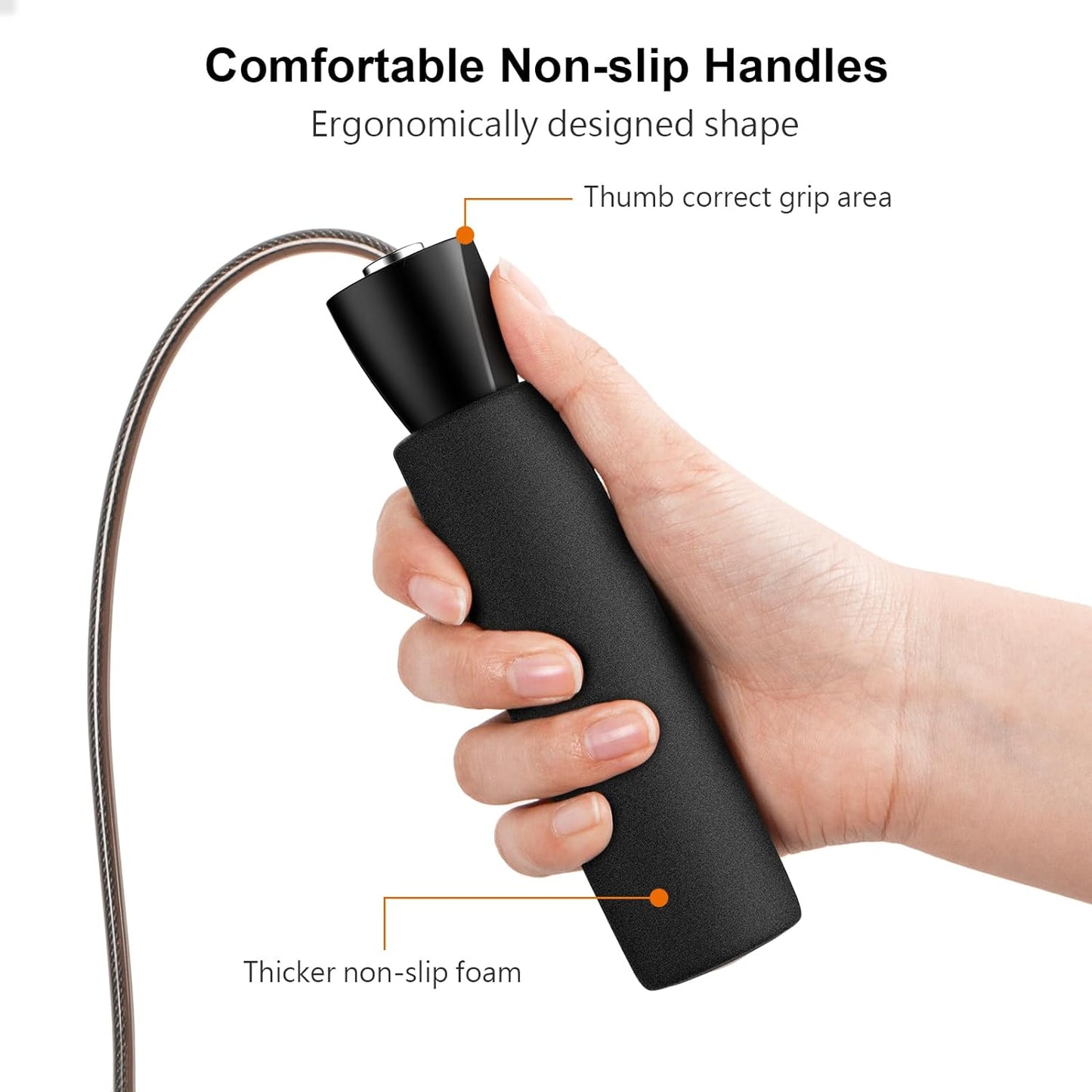Skipping Rope, Speed Jump Rope Soft Memory Foam Handle Tangle-Free Adjustable Rope&Rapid Ball Bearings Fitness Workouts Fat Burning Exercises Boxing for Adults, Kids - Length Adjuster Included.