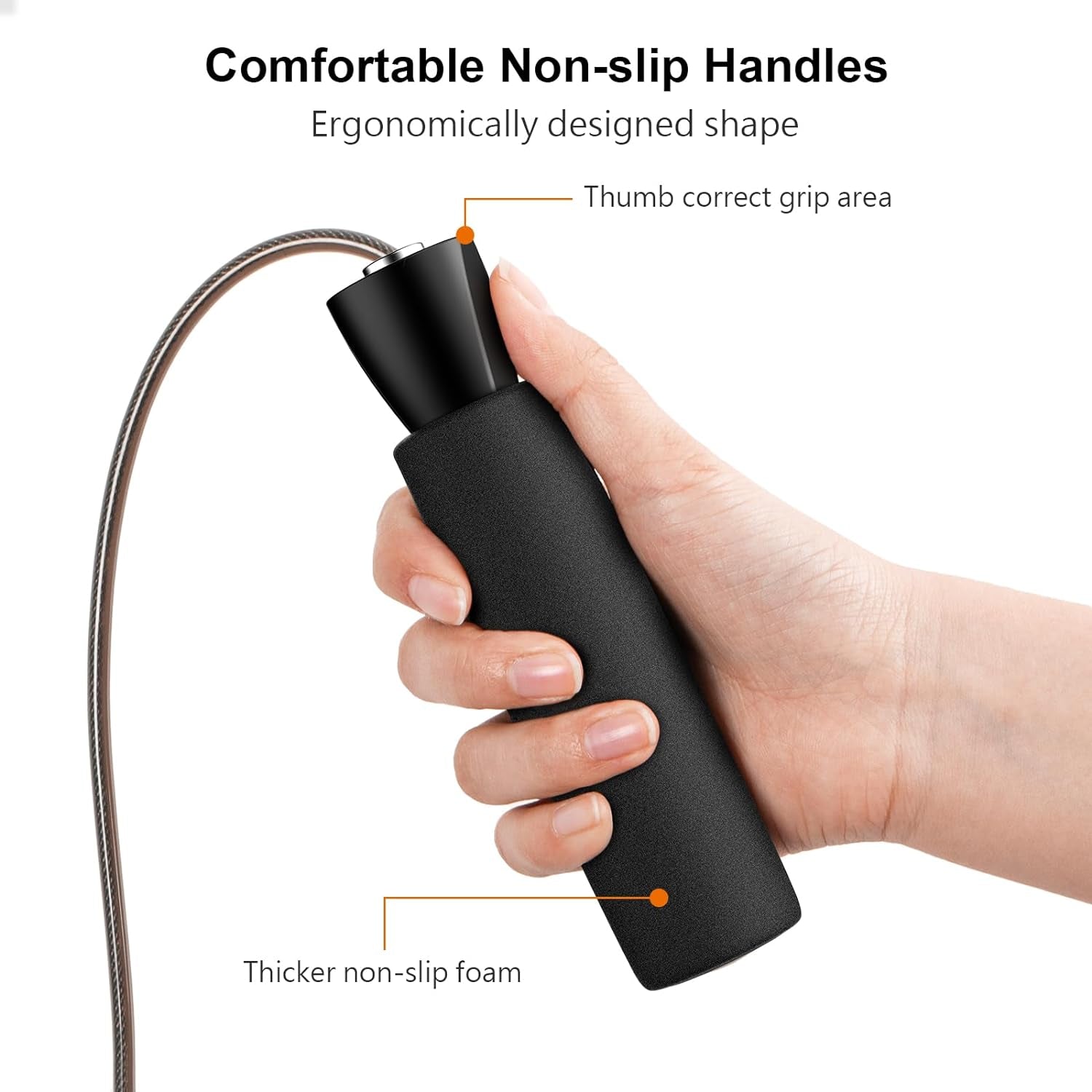 Skipping Rope, Speed Jump Rope Soft Memory Foam Handle Tangle-Free Adjustable Rope&Rapid Ball Bearings Fitness Workouts Fat Burning Exercises Boxing for Adults, Kids - Length Adjuster Included.