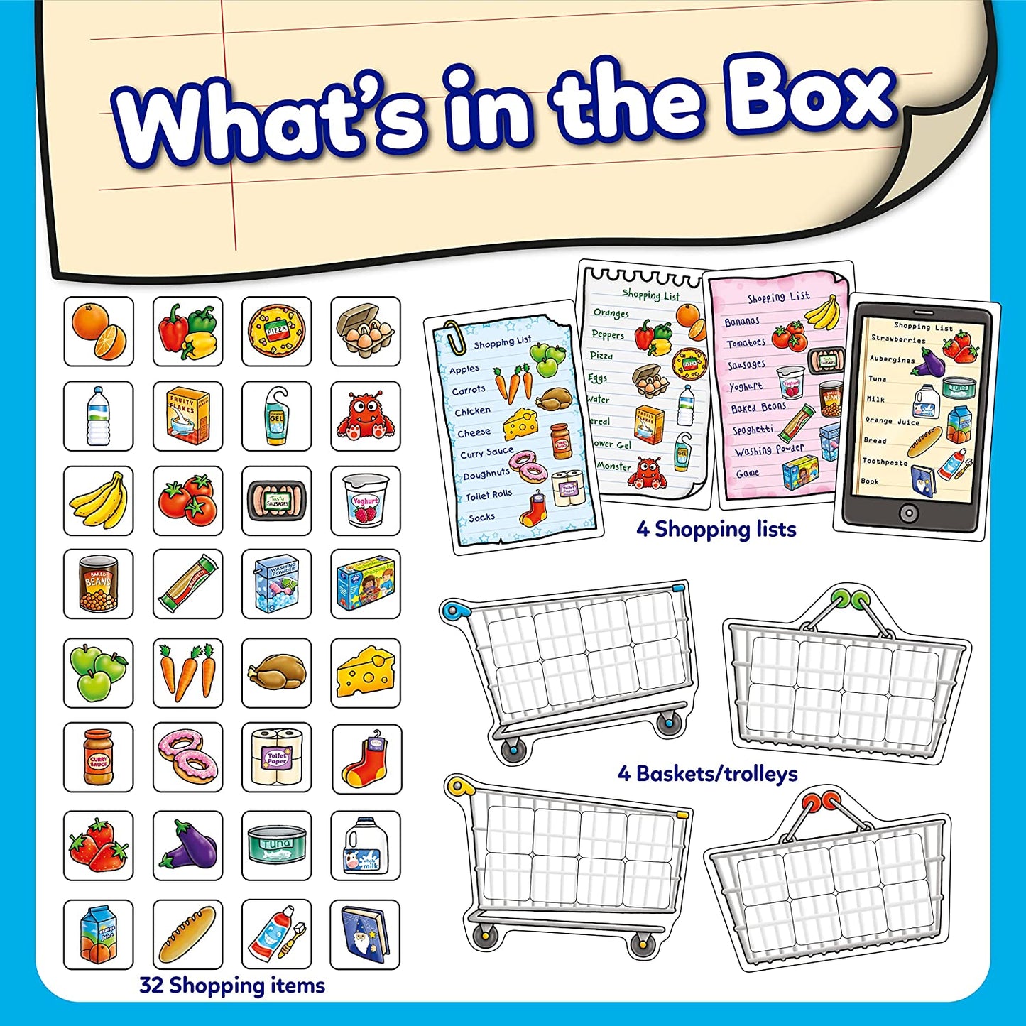 Shopping List Memory Game - Matching and Memory Games for 3 Year Olds and up - Kids Educational Toys and Learning Games - Children and Toddler Board Games Ages 3 to 7-2 to 4 Players