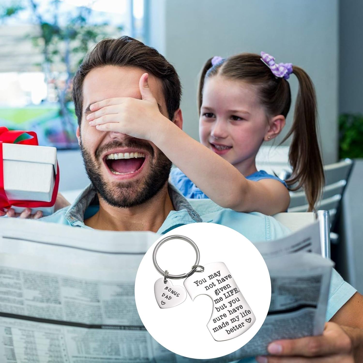 Stainless Steel Step Daddy Keyring - 'Thank You for Being the Dad You Didn'T Have to Be