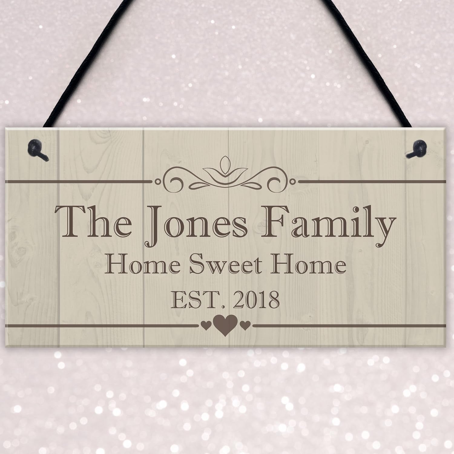Personalised Family Name Plaque Housewarming New Home Gift Handmade Hanging House Sign