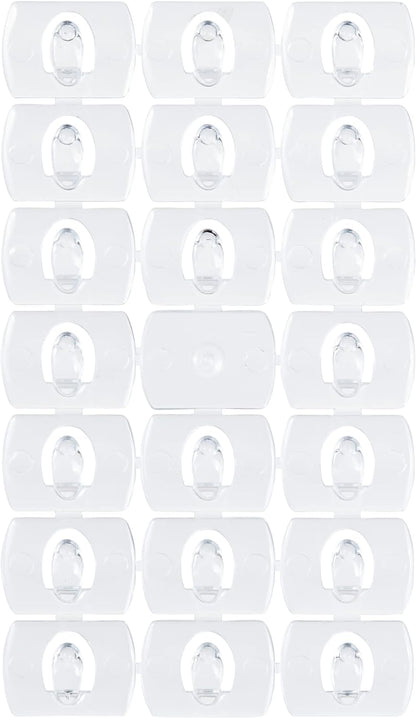 Decorating Clips, Pack of 20 Mini Hooks and 24 Small Strips, Transparent - Hanging Clips for Decorations and Fairy Lights, Wall Adhesive - Damage Free