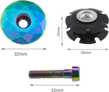 Bicycle Headset Cap Aluminium Alloy Mountain Bike Front Fork Stem Top Cap Bowl Cover with Screw for 28.6Mm Threadless Shaft and Fork