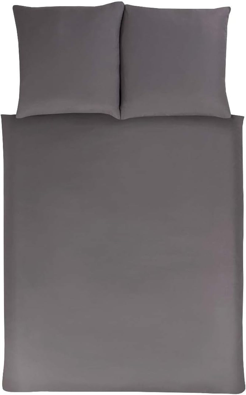 Block Microfiber Plain Dye Duvet Cover Quilt Bedding Set with Pillowcases Easy Care Soft Warm Cosy - 200Cm X 200Cm + 2 80Cm X 80Cm - Grey