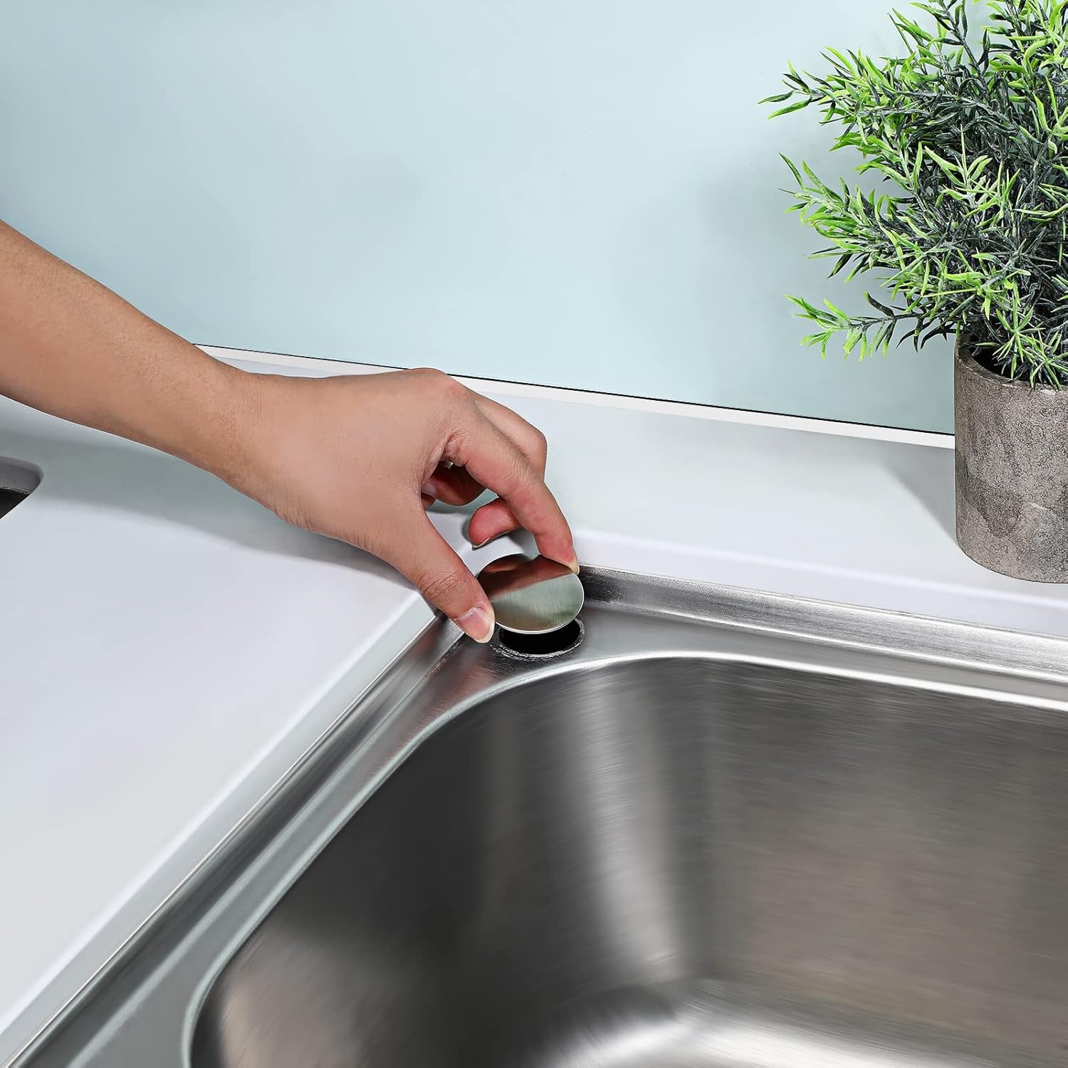 Sink Hole Cover Sink Tap Hole Plate Stopper Cover Blanking Metal Plug, 2Pack (Installing Hole for 31-40Mm)