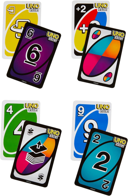 UNO FLIP! Family Card Game for Adults, Teens & Kids, Double-Sided Deck with Special Flip Card, 112 Cards, 7 Year Old and Up, ‎GDR44
