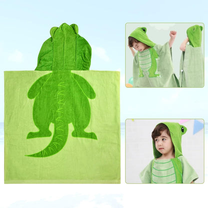 Hooded Towel for Kids Poncho Towel Hooded Swimming Towels Soft Cotton Kids Bath and Beach Towels Wrap Absorbent Toddler Beach Towel Blanket Pool Swim Towel for Boys Girls 2-6 Years Old (Dinosaur)