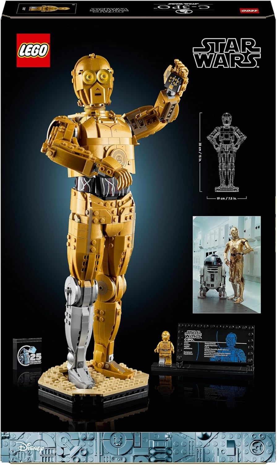 Star Wars C-3PO Droid Figure Building Set, Collectible Model Kit for Adults to Build with Character Minifigure and Display Stand, Nostalgic Gift Idea for Men, Women, Him, Her & Fans 75398