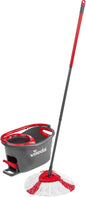 Turbo Microfibre Mop and Bucket Set, Spin Mop for Cleaning Floors, Set of 1X Mop and 1X Bucket,Grey/Red,48.5 X 27.5 X 28 Cm