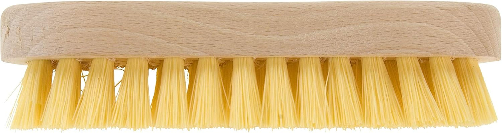 Wooden Scrubbing Brush with Curved Grip Handle, Durable Hard Synthetic Fibres, Ideal for Laundry, Carpet Cleaning and Scrubbing Hard and Laminate Floors