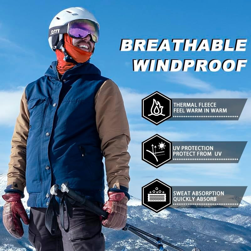 Ski Mask Cycling Balaclava Windproof, Thermal Neck Gaiter Soft Full-Mask Polar Fleece Headwear 4 Colors for Autumn Winter Skating, Skiing, Running, Cycling