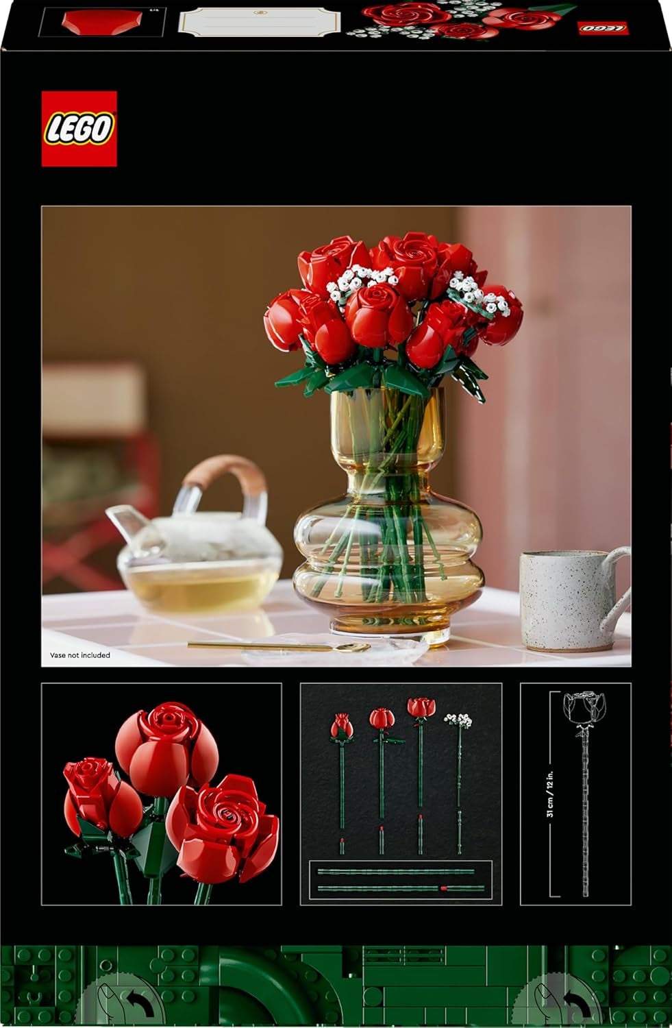 Botanicals Bouquet of Roses - Artificial Flowers Set for Adults Incl. a Buildable Vase - Home or Office Decor - Gift Ideas for Valentine'S Day for Him & Her - Botanical Collection - 10328