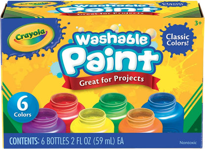 Washable Paints - Assorted Colours (Pack of 6) | Perfect for Any Arts & Crafts Needs - Easily Washable | Ideal for Kids Aged 3+ Packaging May Vary