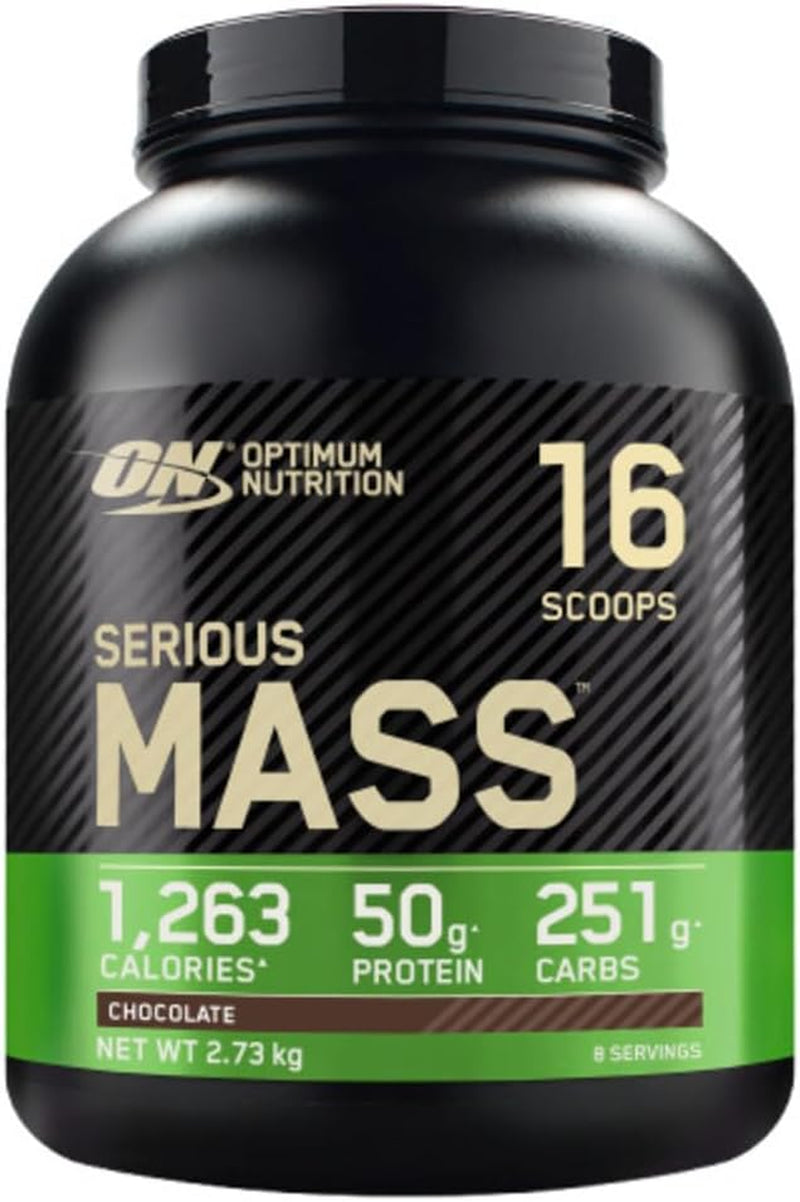 Serious Mass Protein Powder High Calorie Mass Gainer with Vitamins, Creatine and Glutamine, Chocolate, 8 Servings, 2.73 Kg, Packaging May Vary