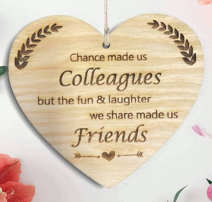 Wooden Hanging Heart Colleague Gift Heart Wooden Sign Friendship Quote Gift for Collegue Office Friends FBA