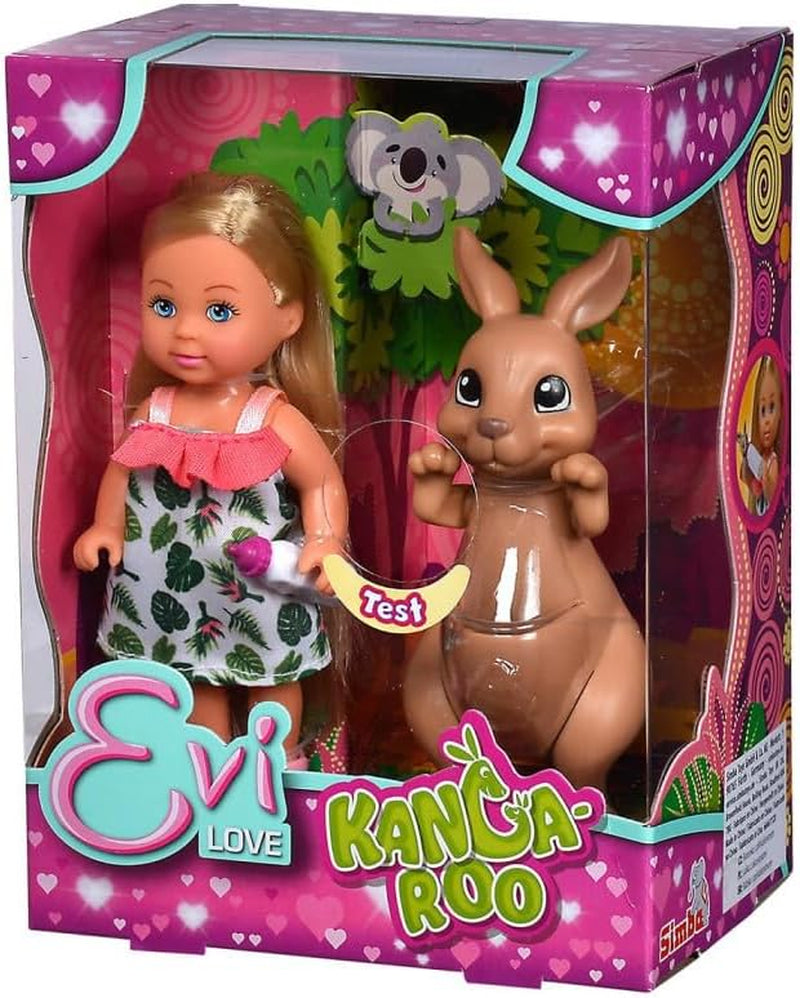 Simba  Kangaroo 105733513 Doll in a Cute Dress with Kangaroo, Mother and Baby, with Cute Function, Try-Me, 12 Cm, for Children from 3 Years