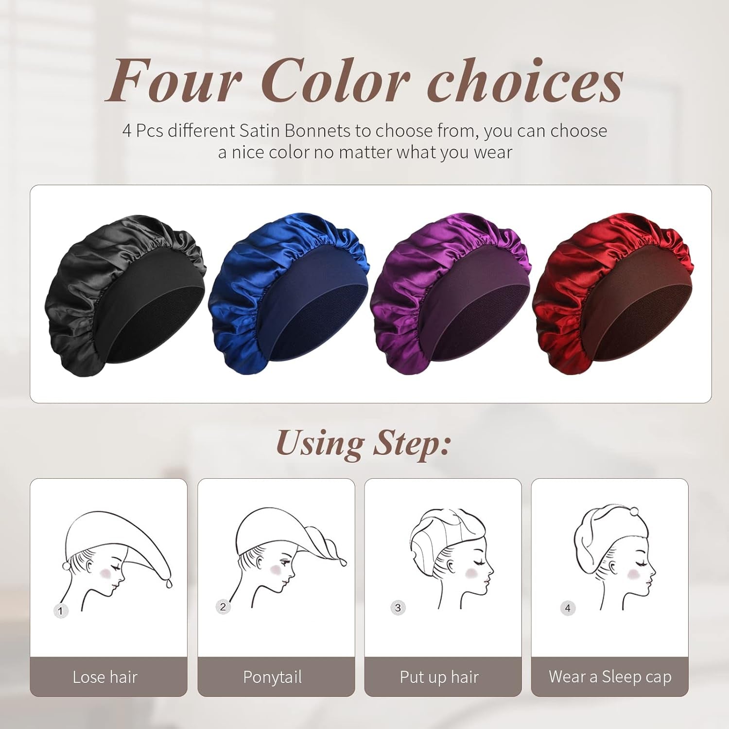 Silk Bonnet Satin Bonnet, Silk Hair Wrap for Sleeping, Soft and Comfortable Silk Sleep Cap