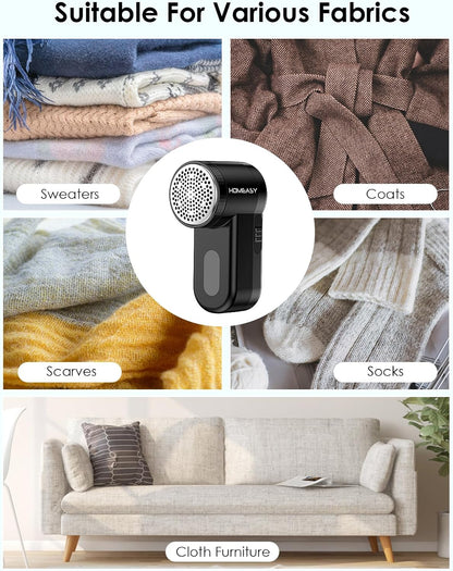 Fabric Shaver,  Portable Lint Remover Debobbler Clothes Shaver, Bobble Remover for Clothes Adjustable 2 Speed Lint Shaver with 3 Blades Included (Black)