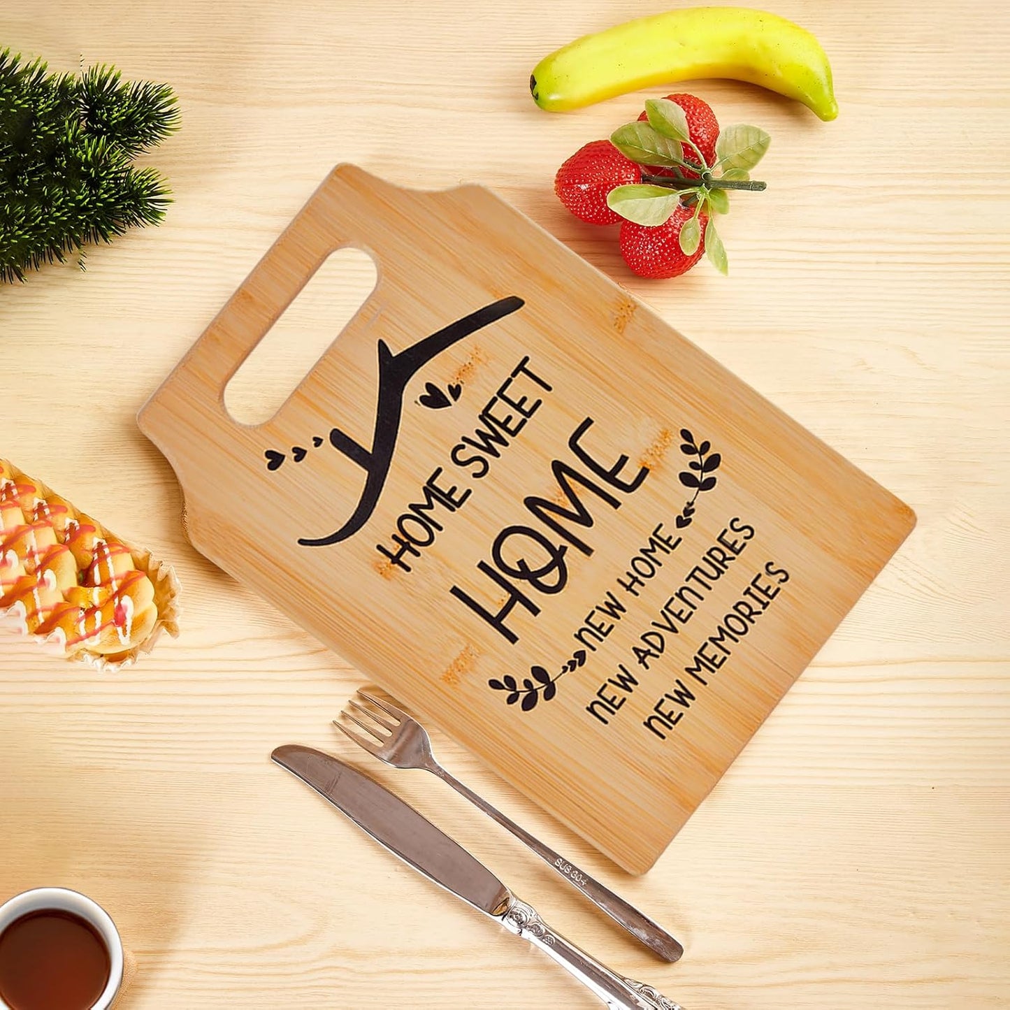 New Home Gifts, Bamboo Chopping Board Decoration House Warming Gifts for Best Friend Couple Family, Ideas Kitchen Housewarming Gifts for New House(32X22X1.2Cm)