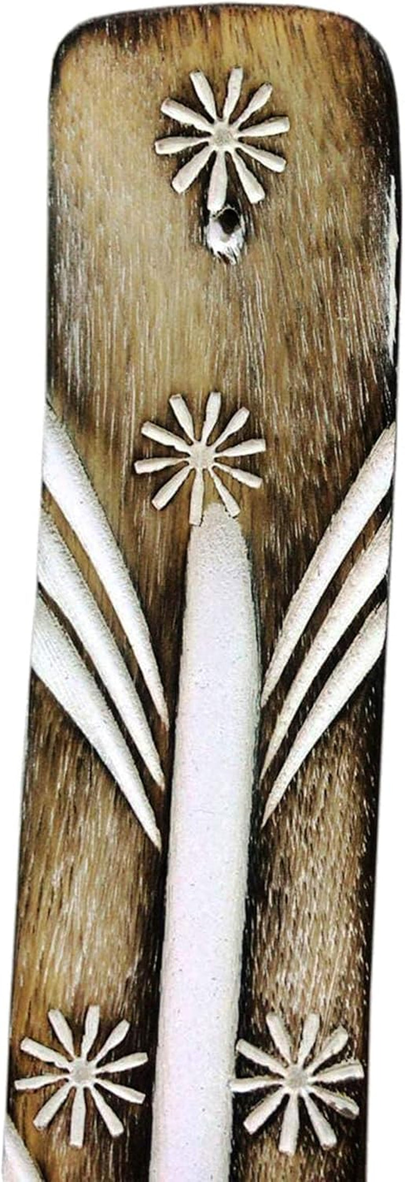 Incense Stand Wooden Ash Catcher with Brass Stars Incense Stick Holder (White)