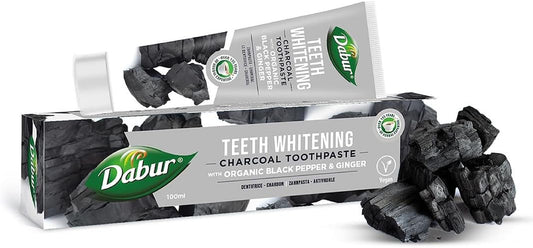 Charcoal Organic Toothpaste - 100Ml | for Teeth Whitening, Brighter Smile & Healthy Gums | Natural Oral Care with Blend of Black Pepper & Ginger Extracts