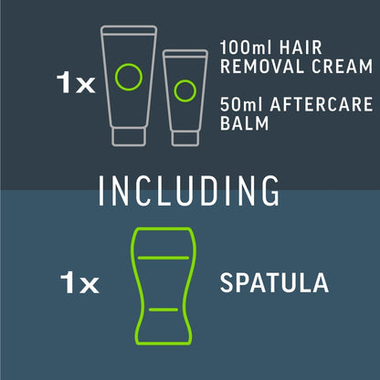 Men Intimate Hair Removal Kit, Mens Hair Removal Cream 100Ml, after Shave Balm 50Ml, 1 Spatula, Hair Removal Cream for Genitals, Pubic Hair Removal, Intimate Hair Removal
