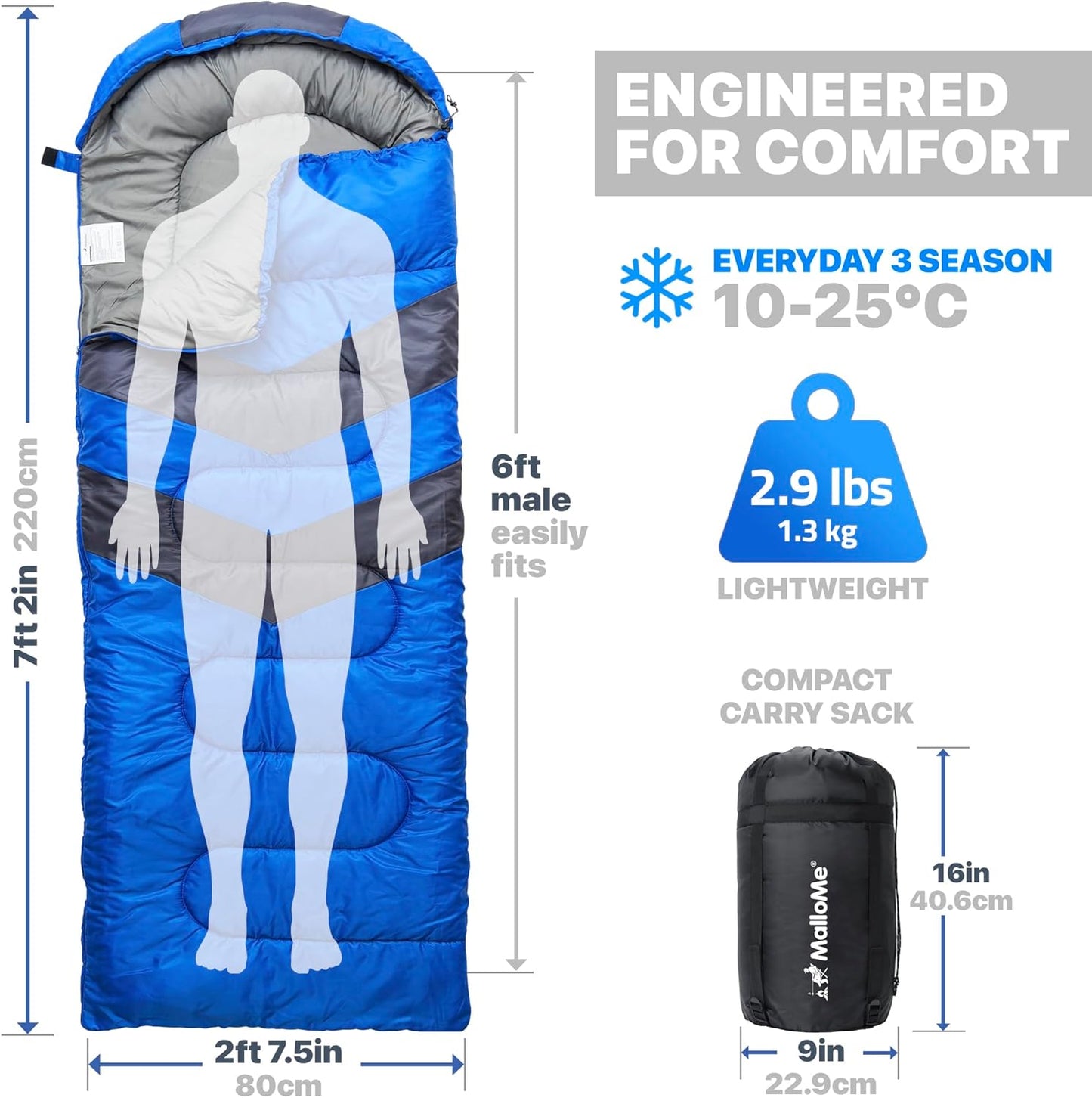 Sleeping Bags for Adults & Kids Sleeping Bag 3-4 Season - Ultralight Backpacking Sleeping Bag Cold Weather & Warm, Lightweight Compact, Single Adult Girls Boys Winter Sleep Camping Accessories