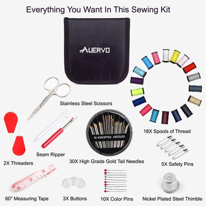 Travel Sewing Kit, over 70 DIY Premium Sewing Supplies,Mini Sewing Kit for Home, Travel & Emergency Filled with Mending and Sewing Needles, Scissors, Thimble, Thread,Tape Measure Etc…