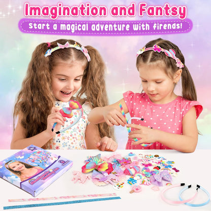 Unicorn Headband Making Kit for Girls Age 3+, Creative Craft Kits for Kids, DIY Hair Accessories & Hairbands - Girls Birthday Presents for Age 3 4 5 6 7 8 Year Old Girls Gifts Toys Set