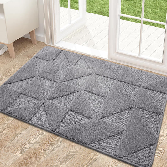 Door Mats Indoor, 50 X 80 Cm, Machine Washable inside Door Mat, Dirt Trapper Soft Doormats, Super Absorbent Entrance Rug, Non-Slip Floor Mat for Front Back Door, Pets and Dogs (Grey)