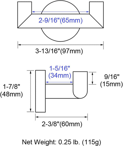 Double Door Hooks for Bathrooms, Matte Black Hooks for Kitchen Bathroom, SUS304 Stainless Steel Coat Hook, Heavy Duty Towels Holder for Hanging Towel, Coats,Sponges, Clothes, Wall Mount, 2 Packs