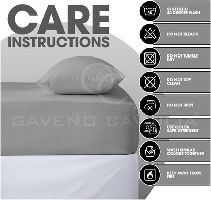 Microfiber Pillow Cases 2 Pack - Plain Dyed Housewife Pillowcases - Grey - (74X48 Cm)
