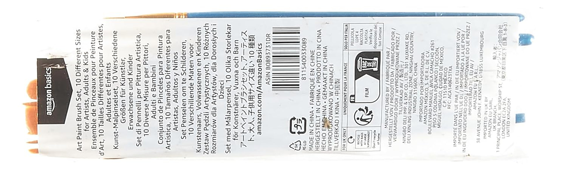 Art Paint Brush Set, Different Sizes for Artists, Adults & Kids, 10 Count, Blue