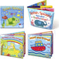 Set of 4 Baby Bath Books | First Words ABC Letters & Numbers | Plastic Coated & Padded | Floating Fun Educational Learning Toys for Toddlers & Kids