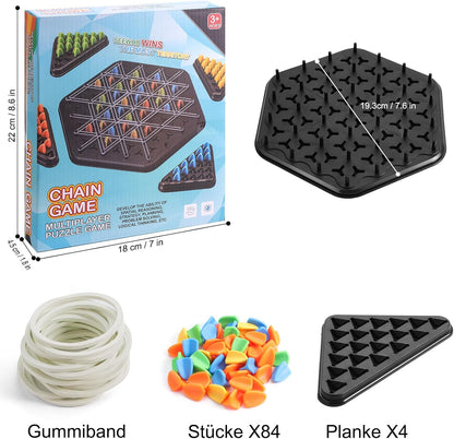 Triggle Game with Rubber Bands, Chain Triangle Chess Game, Board Games Triangle, Chains Triangle Game, Triggle Board Game, Triangle Chess Board Game for 2-4 People