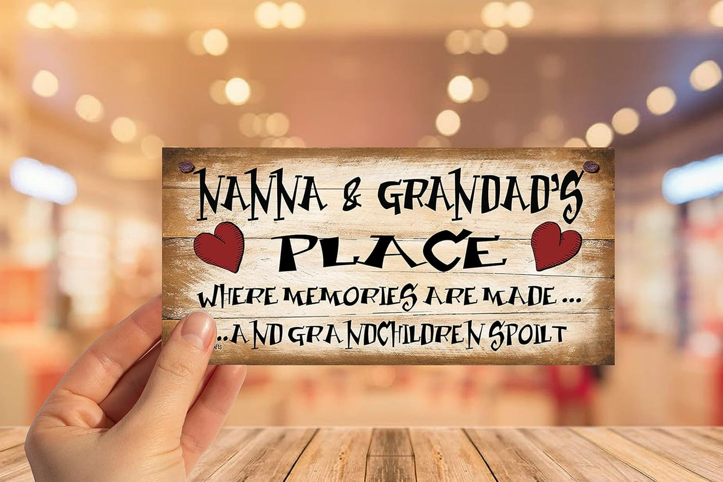Shabby Chic Wooden Funny Wall Plaque – "Nanna and Grandad'S Place Where Memories Are Made and Grandchildren Spoilt" – Heartwarming Gift for Grandparents, Birthday Sign