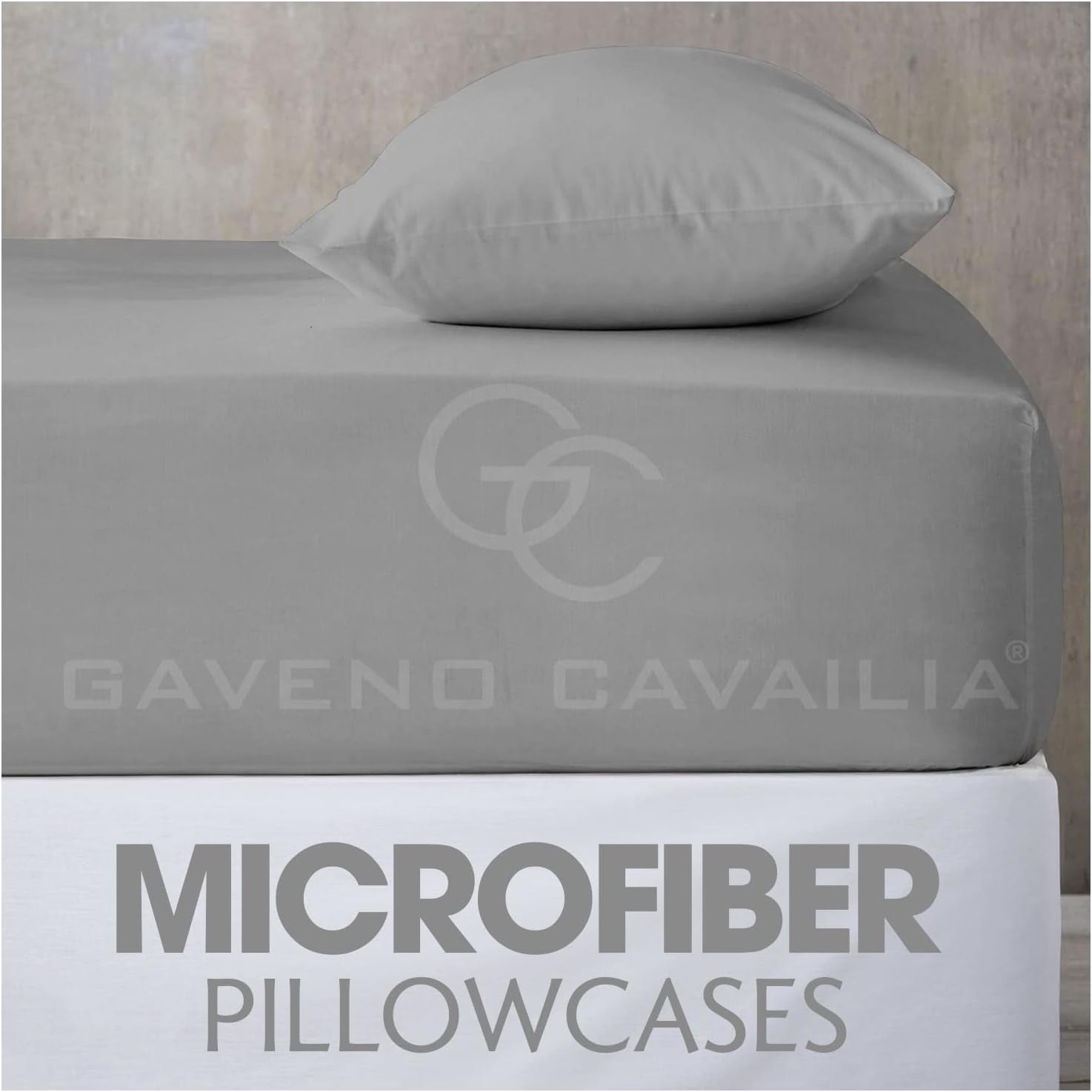 Microfiber Pillow Cases 2 Pack - Plain Dyed Housewife Pillowcases - Grey - (74X48 Cm)
