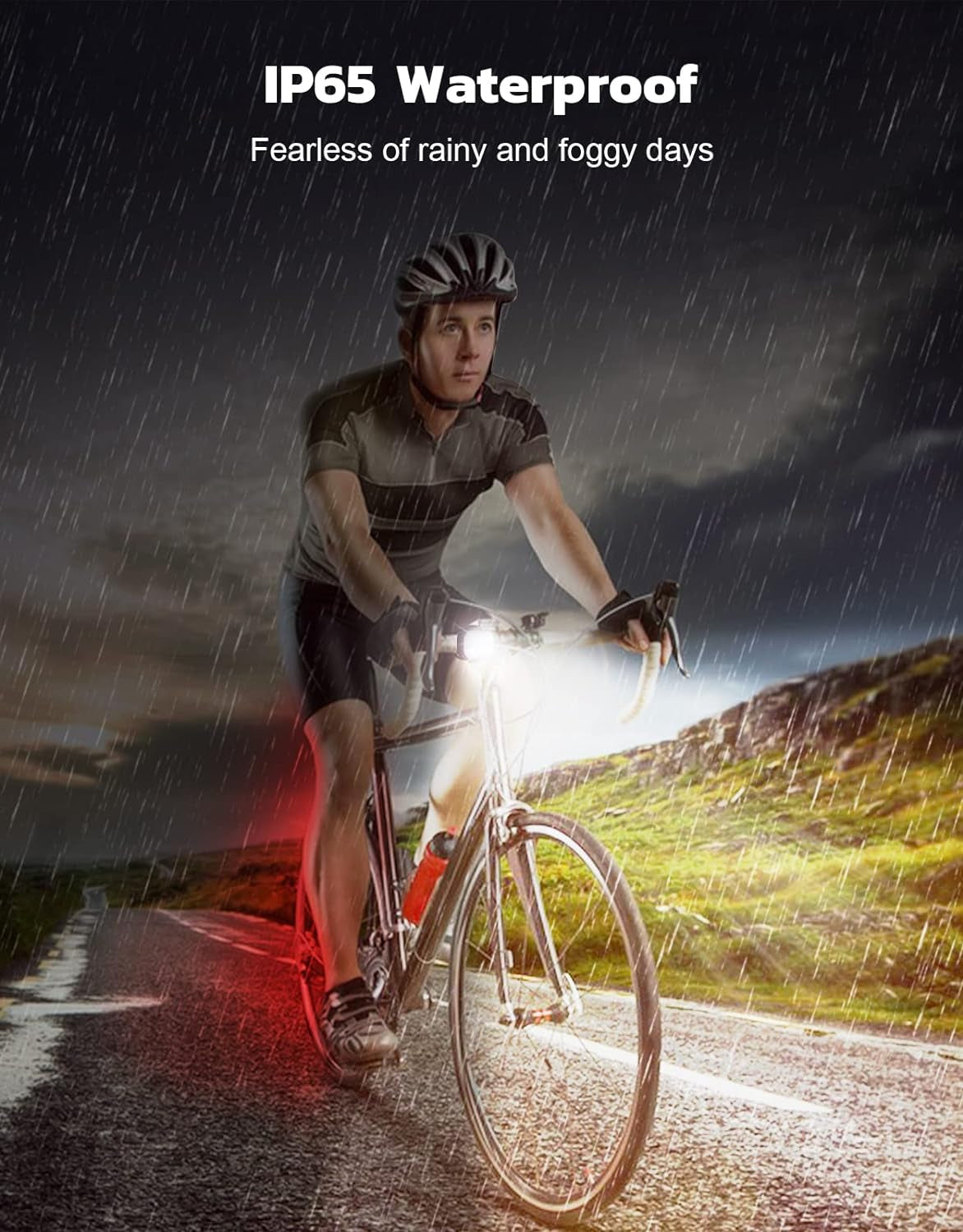 Bike Lights Ultra Slim, Rechargeable Bicycle Lights Front and Rear, 4+6 Modes Bike Light, Waterproof IP65 Cycle Lights for Road Safety, 1.5 Hrs Fast Charging Bike Light Cycling Headlights Set
