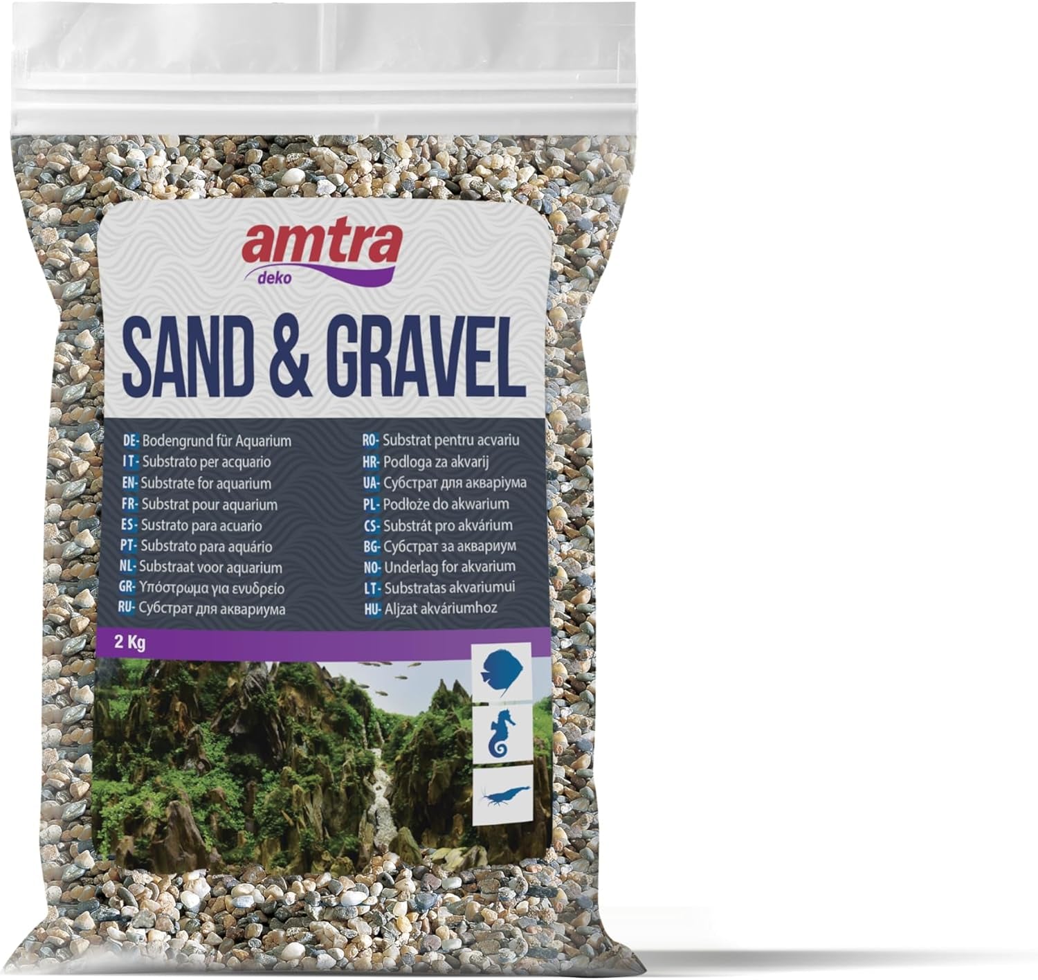 Polychrome - Natural Aquarium Gravel, Decorative Soil, Sand and White Gravel, Grains 3-4 Mm, 2 KG