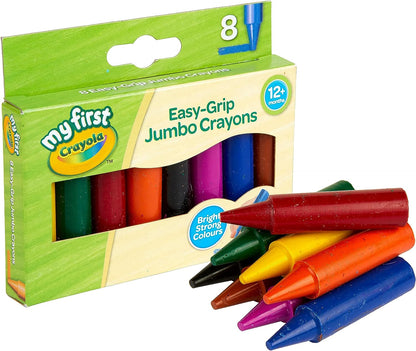 Myfirst Jumbo Crayons - Assorted Colours Easy-Grip Colouring Crayons Perfect for Toddlers Hands Ideal for Kids Aged 12 plus Months, Multicolor, (Pack of 8)