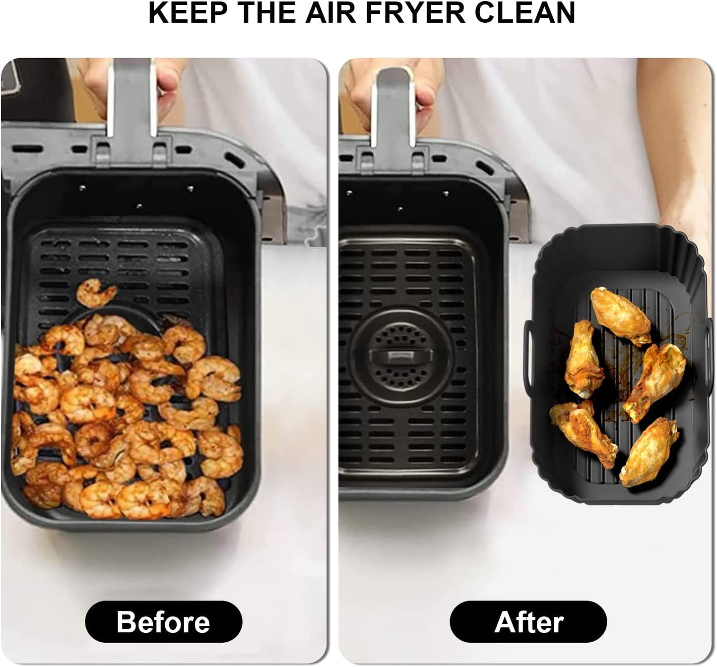 Silicone Air Fryer Liner 2Pack, Ninja Air Fryer Accessories, Repeatable Silicone Liners for Ninja Dual Air Fryer AF300UK AF400UK & Tower T17088, Silicone Air Fryer Pot Basket 7.6-9.5L