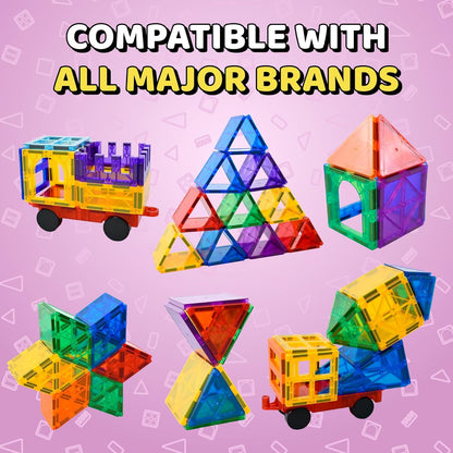 Magnetic Tiles - 100 Piece Set + 4 Play Figures + Storage Bag - Magnetic Building Blocks for Kids - Educational STEM Magnet Toys for 3, 4, 5, 6, 7 Year Old Boys & Girls - Magnetic Shapes