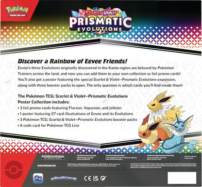 TCG: Scarlet & Violet—Prismatic Evolutions Poster Collection (3 Booster Packs & 3 Foil Promo Cards)