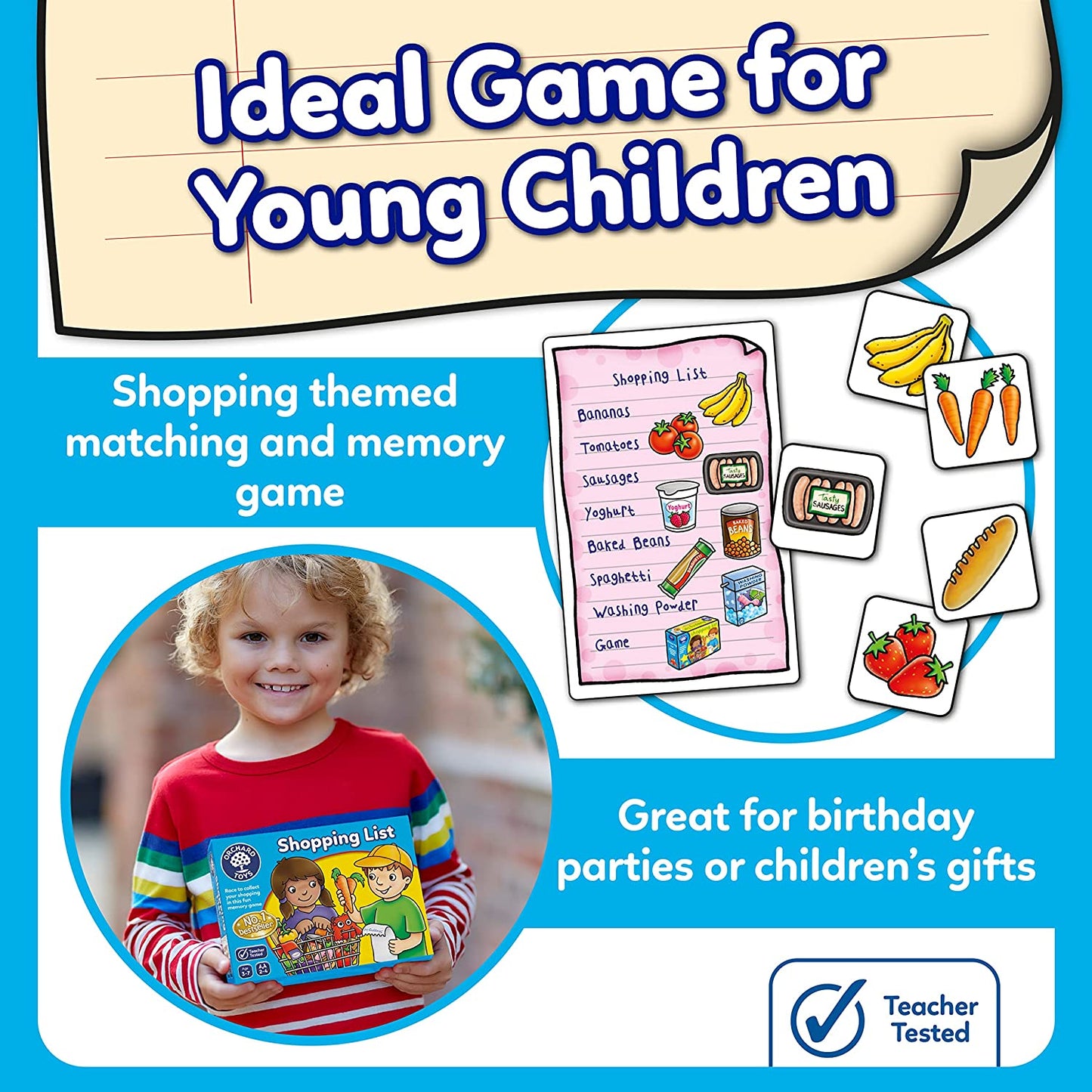 Shopping List Memory Game - Matching and Memory Games for 3 Year Olds and up - Kids Educational Toys and Learning Games - Children and Toddler Board Games Ages 3 to 7-2 to 4 Players