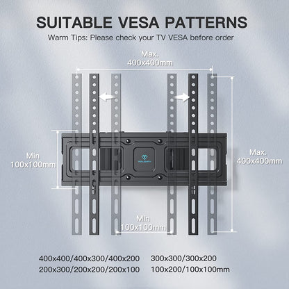 TV Wall Bracket, Swivel Tilt TV Wall Mount for 26-65 Inch Flat & Curved TV up to 45Kg, TV Bracket Max VESA 400X400Mm