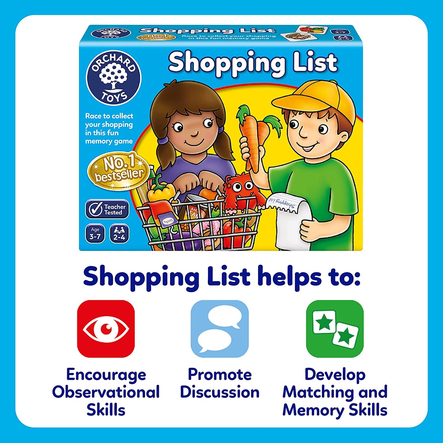 Shopping List Memory Game - Matching and Memory Games for 3 Year Olds and up - Kids Educational Toys and Learning Games - Children and Toddler Board Games Ages 3 to 7-2 to 4 Players